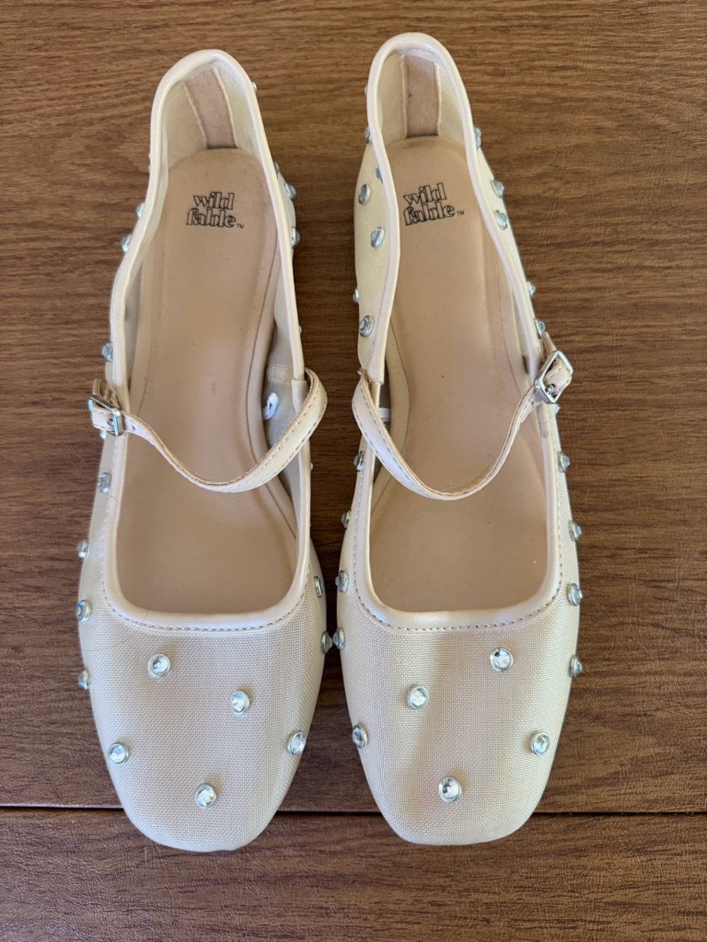 wild fable Cream Jeweled Mary Jane Flats with Strap